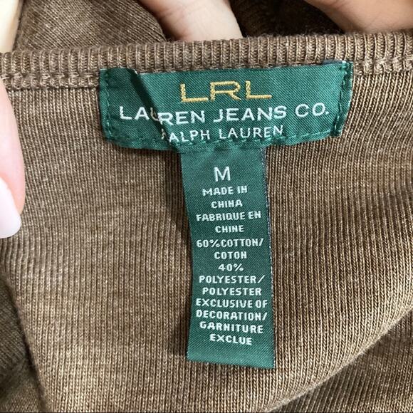 Vtg LRL Lauren Jeans Co Chocolate Dress size M Shoulder Zipper Suede detail - Picture 2 of 8